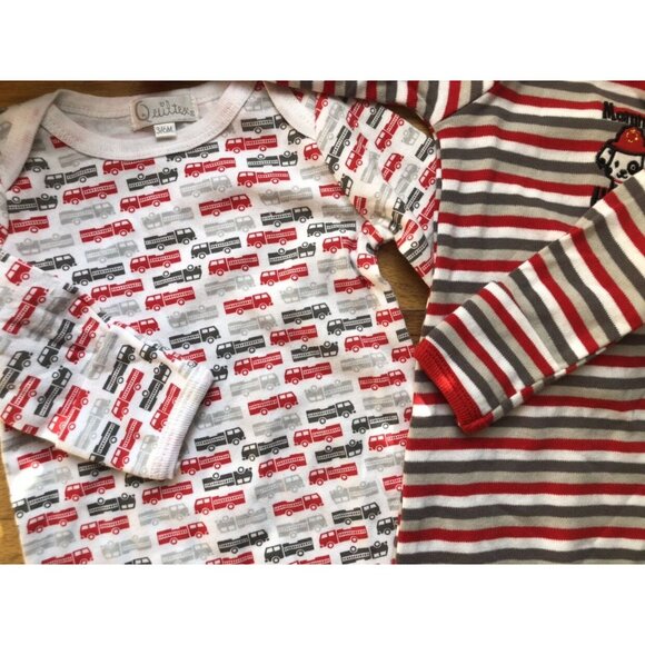 NWOT 🔥Quiltex 2 Fire Trucks Sleep Gowns 3-6 M - Picture 4 of 5